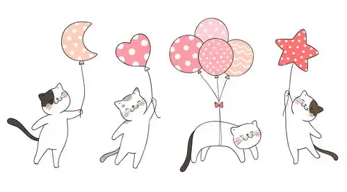 可爱卡通手绘猫咪插画日韩圣诞猫咪扁平化eps源文件线稿矢量素材可爱手绘猫咪
