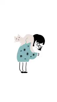 壁纸手绘猫咪女孩文艺清新
