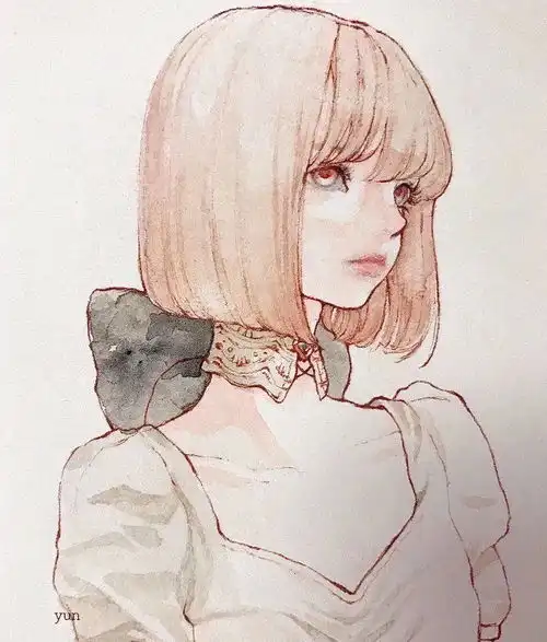 水彩插画看腻了日系动漫美少女,来看看精致韩系小姐姐吧

