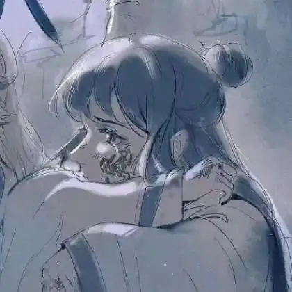 伤感卡通情侣头像,背后搂着你当面换着你
