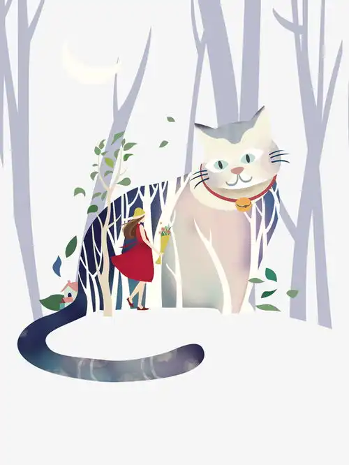 免抠卡通手绘森林里的猫咪女孩连衣裙设计图片免费下载页面网页平面电商创意素材png素材png素材
