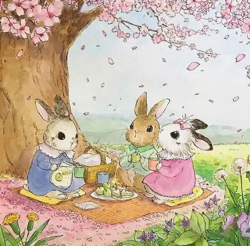 治愈系小兔子插画图片作品
