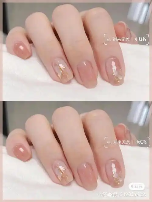 浅色系温柔美甲
