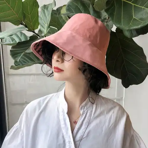 网红黄色渔夫帽女夏天韩版潮百搭日系防晒紫外线遮阳太阳帽子盆帽
