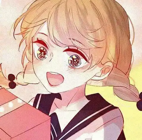 唯美橙色系动漫女生头像
