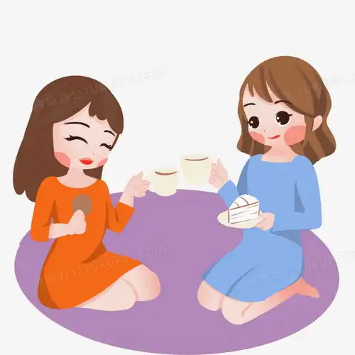 卡通手绘闺蜜面对面聊天交谈免抠png图片素材下载卡通png熊猫办公
