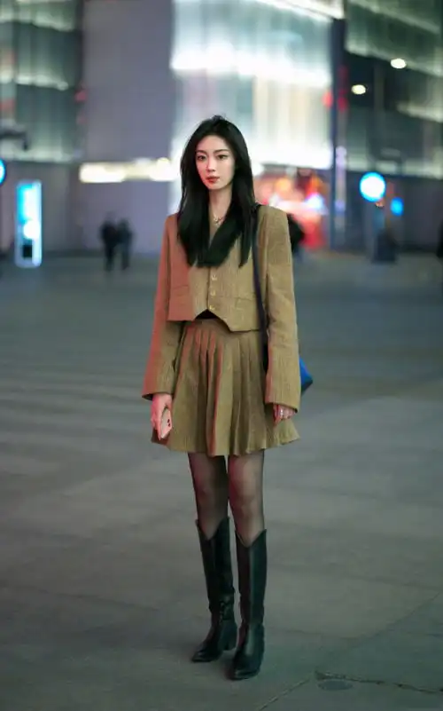 裙子靴子才是初秋最美搭配,韩系美女都喜欢这么穿,太漂亮了
