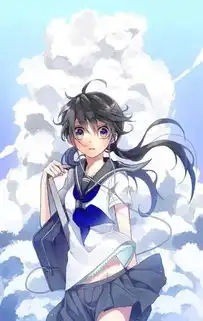 一个动漫女孩穿着水手服灰色的头发扎着辫子
