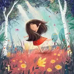 一组治愈系的小女孩插画
