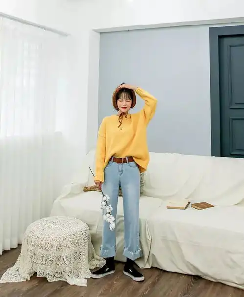 暖色系内搭针织衫look甜美文艺又少女范
