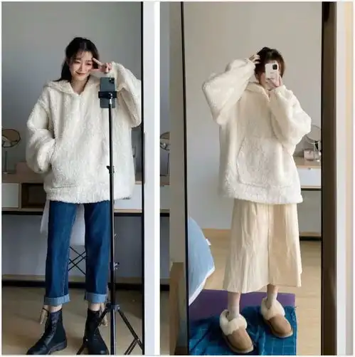 以舒适保暖单品进行堆叠,穿出冬日率性的盐甜女孩搭配
