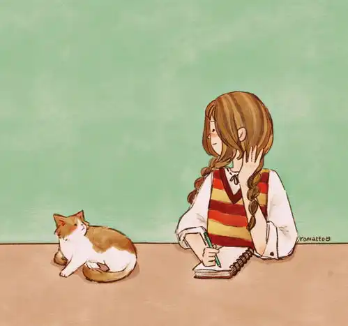 少女猫插画roniatto
