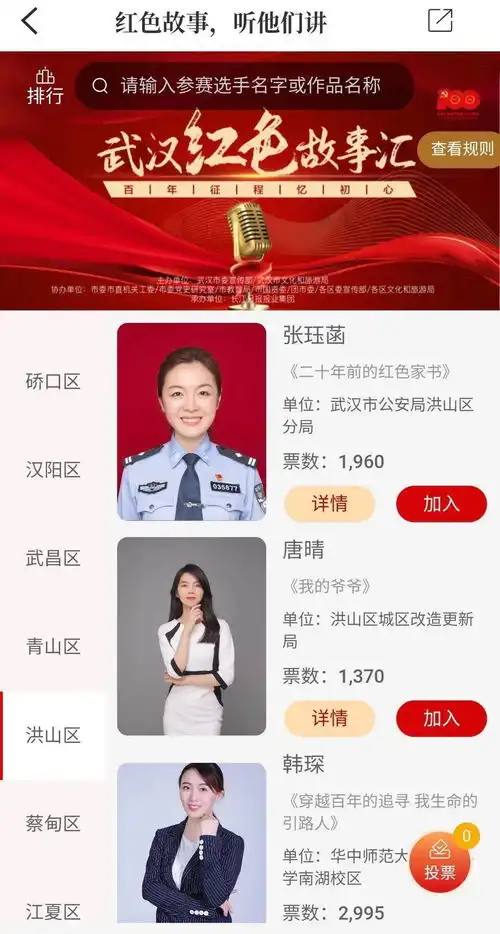 速来投票这5位洪山人入选武汉红色故事汇讲解大赛啦
