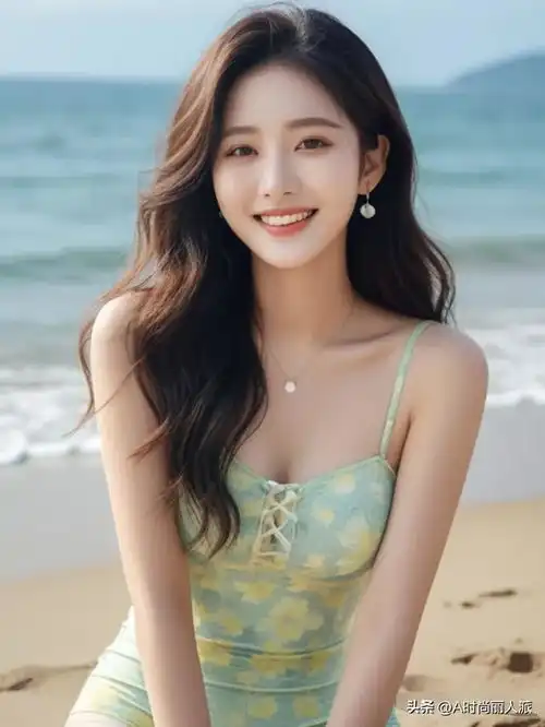 美女泳装写真绿色系衬托雪白肌肤简直太美了,做你女朋友
