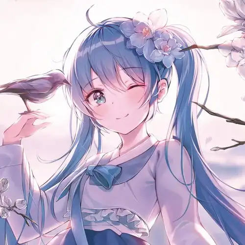 蓝粉系动漫头像长发飘飘的仙女小姐姐初音
