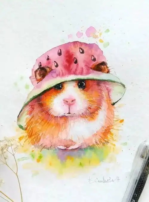 治愈系水彩插画插图,甜甜的
