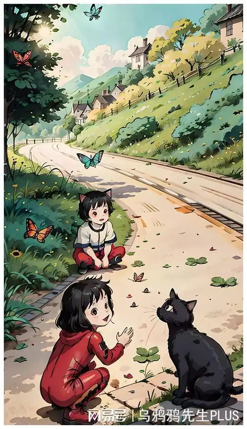 治愈系女生与猫咪的故事快乐的童年
