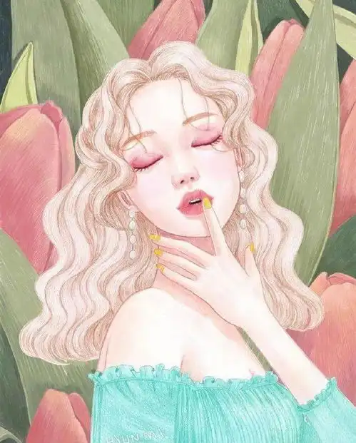 超火的美少女彩铅头像集彩铅少女头像插画,清新治愈
