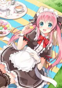 温柔可爱,二次元女仆美少女插画
