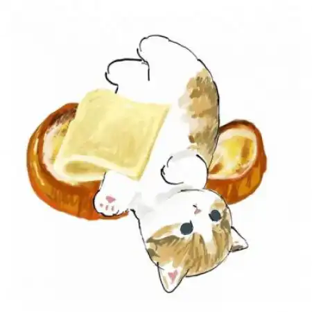 手绘小猫可爱微信头像,小猫抱着水果美食的
