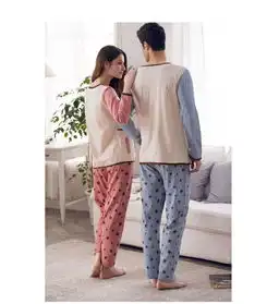 春季情侣睡衣全棉可爱男女士情侣家居服a169
