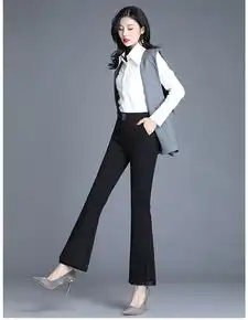 施悦名黑色小喇叭裤新款女高腰九分裤子女春季2020垂感微喇裤休闲裤a
