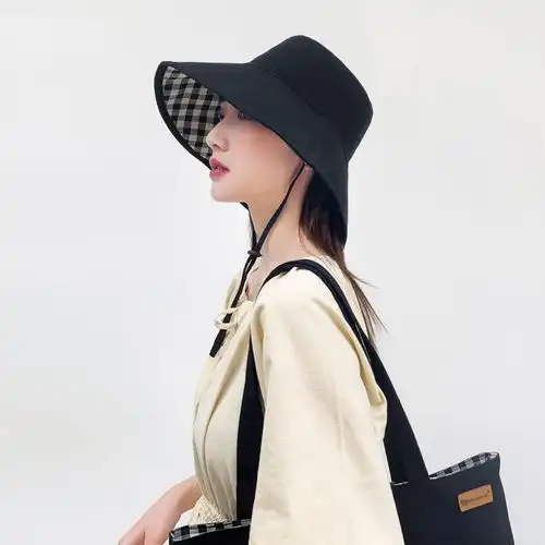 网红黄色渔夫帽女夏天韩版潮百搭日系防晒紫外线遮阳太阳帽子盆帽
