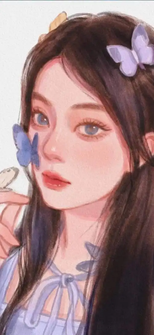 绝美仙气女生头像插画壁纸,闪闪发光,太美了
