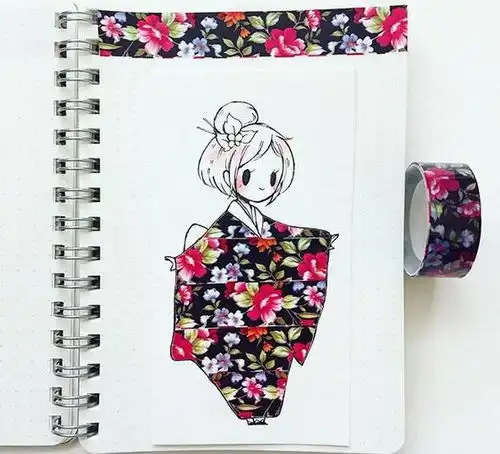 90后美女用纸胶带画出的插画,在ins上吸引万千粉丝
