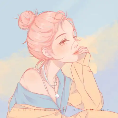 插画欣赏马卡龙系少女头像插画
