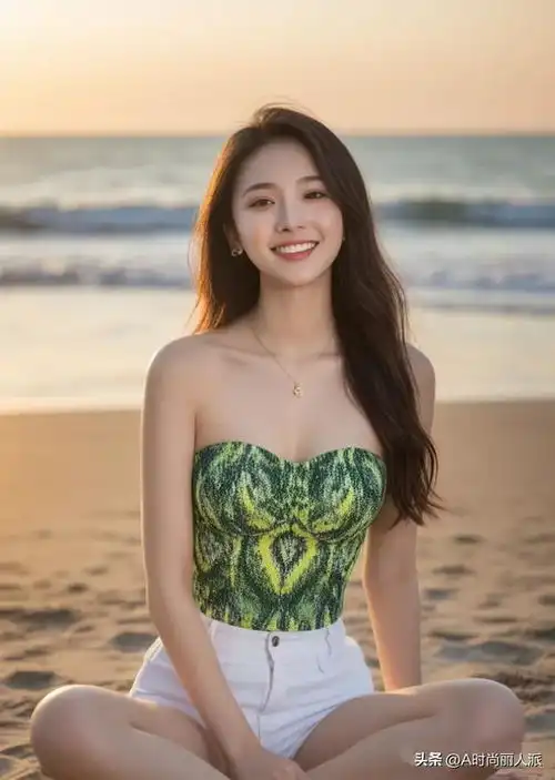 美女泳装写真绿色系衬托雪白肌肤简直太美了,做你女朋友
