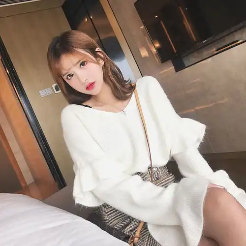 青春甜美范的针织衫,不论单穿还是内搭,都很好看
