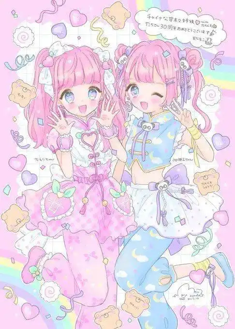 插画壁纸头像丨粉色系二次元卡通动漫少女童话世界
