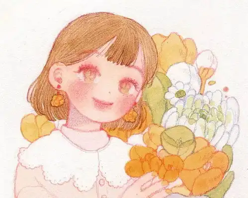 一组萝莉彩铅插画韩国插画师着实甜美学画参考
