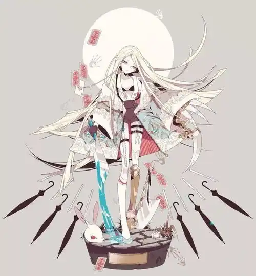 插画师的哥特风少女图
