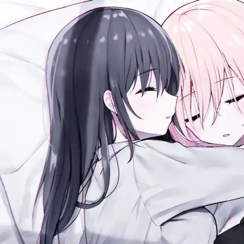 一组超甜的动漫二次元手绘女生闺蜜百合头像
