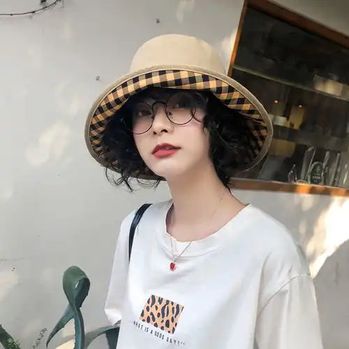 网红黄色渔夫帽女夏天韩版潮百搭日系防晒紫外线遮阳太阳帽子盆帽

