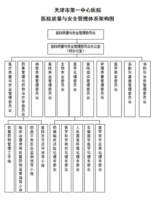 天津市第一中心医院医院质量与安全管理体系架构图
