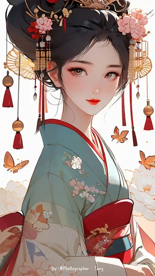 古风日式少女插画手绘图3日式古风人物漫画插画图集
