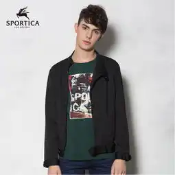 sportica斯波帝卡秋冬新款外套防风防水肩章格纹黑色修身男士夹克272897
