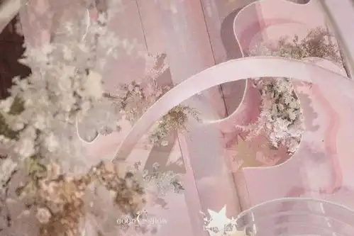 以裸粉色为主色调的轻柔梦幻星空主题婚礼,不再是常规的蓝色星空
