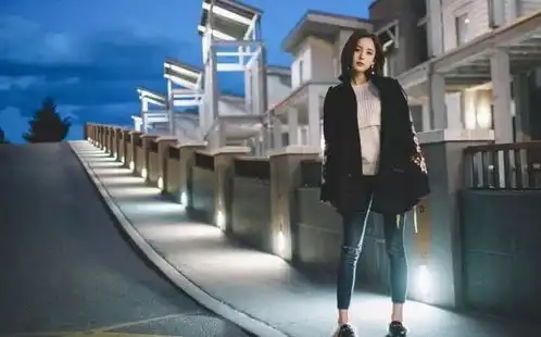 古力娜扎的街头夜景写真美如画很时尚的心理侧写师

