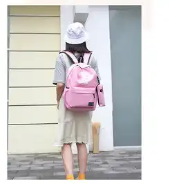 迪阿伦小清新学院风高中学生书包女韩版大容量初中学生男背包帆布双肩包
