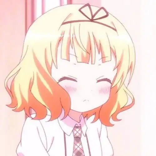 眯眼笑脸红了
