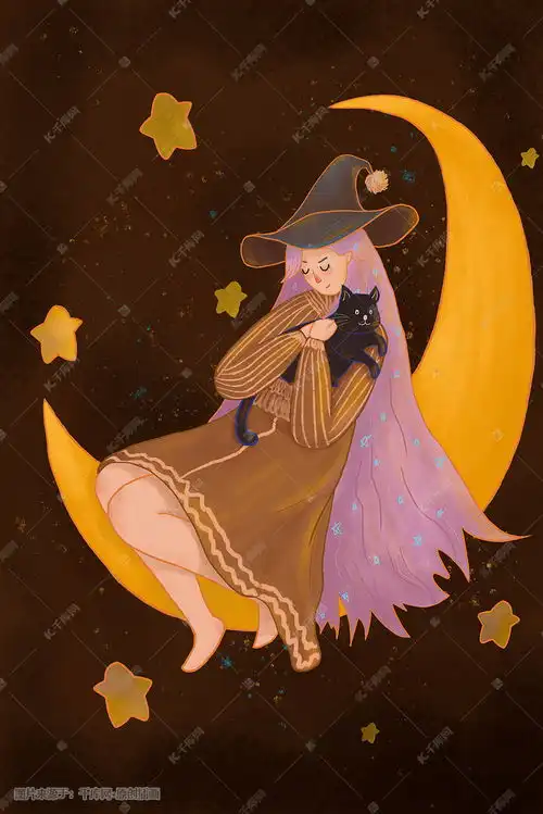 治愈系手绘小女孩与猫插画图片千库网
