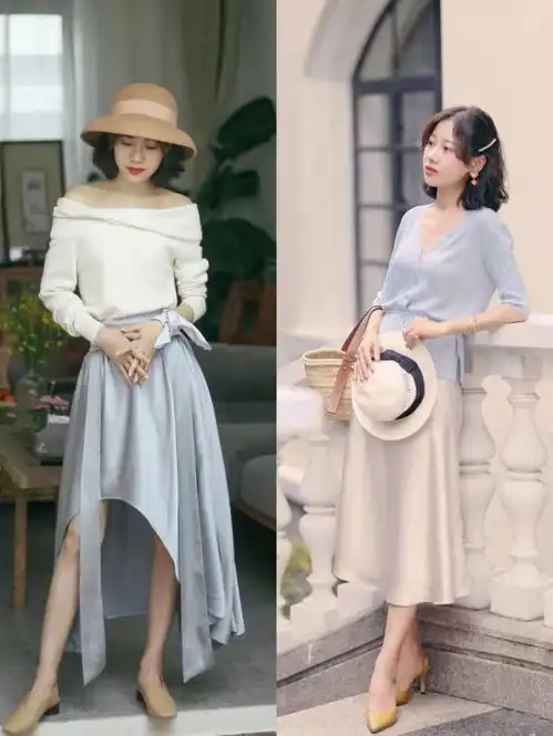 原来治愈系蓝色这么美,夏天这么穿显白又减龄,清凉不失优雅
