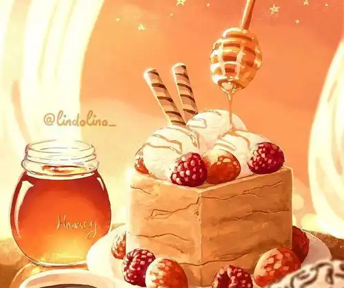 梦幻感十足的美食插画,看着就仿佛置身于甜品世界里面,非常好看
