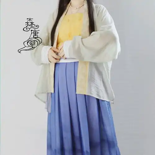 汉服安利大宋少女夏日凉爽系列长衫褙子折领衫飞机袖
