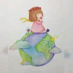 治愈系水彩说点甜甜的话给你听原创插画
