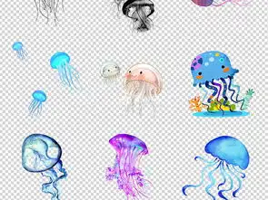 唯美卡通海洋水母动物海报素材背景图片png
